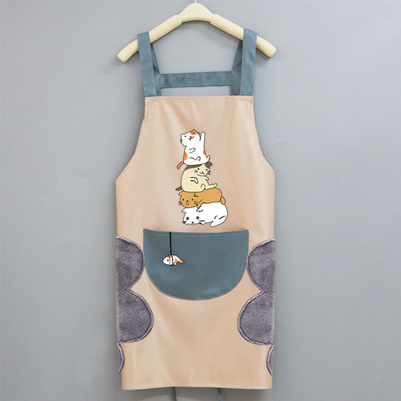 Tablier de cuisine coréen mignon pour femme adulte, résistant à l'eau et à l'huile.
