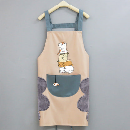 Tablier de cuisine coréen mignon pour femme adulte, résistant à l'eau et à l'huile.