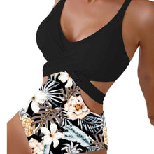 Bikini une pièce imprimé à découpes et noué