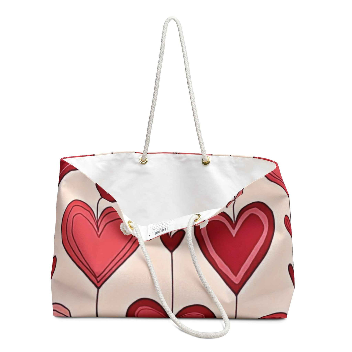 Sac de voyage Cœurs rouges dessinés à la main | Sac fourre-tout à motif Cœur Saint-Valentin | Grand sac fourre-tout | Sac de maman de tous les jours | Cadeau pour maman | Sac de plage