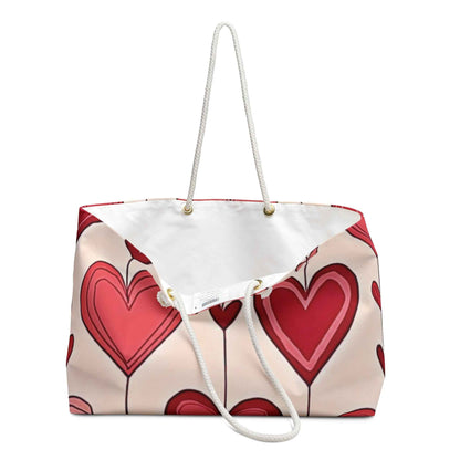 Sac de voyage Cœurs rouges dessinés à la main | Sac fourre-tout à motif Cœur Saint-Valentin | Grand sac fourre-tout | Sac de maman de tous les jours | Cadeau pour maman | Sac de plage