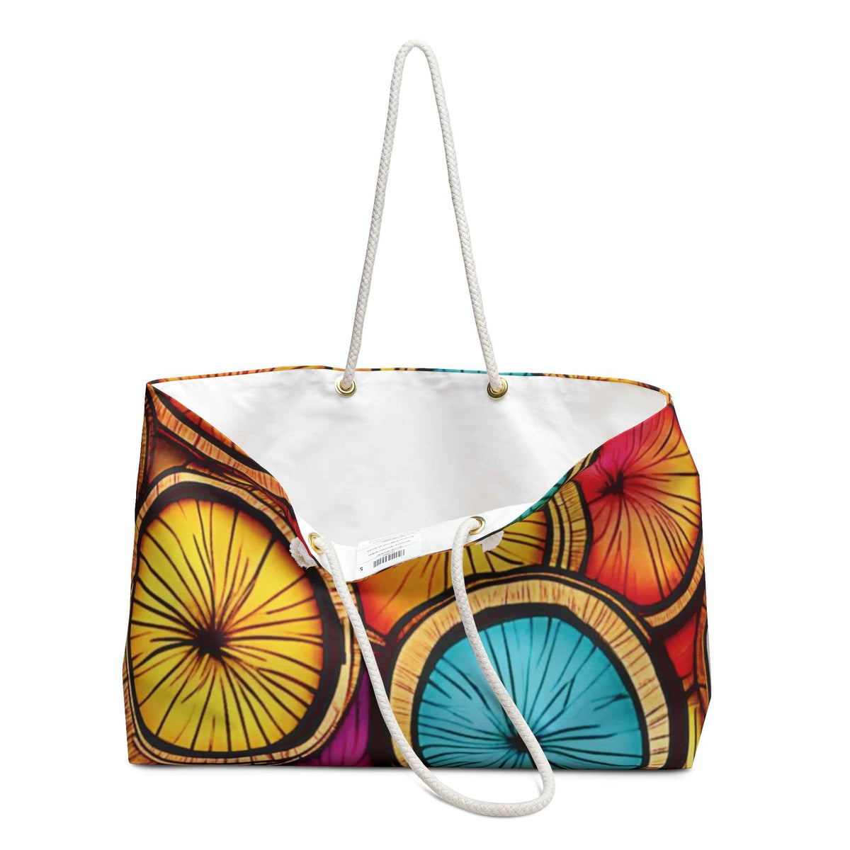 Sac de voyage en tranches de noix de coco colorées | Sac fourre-tout tropical | Grand sac fourre-tout