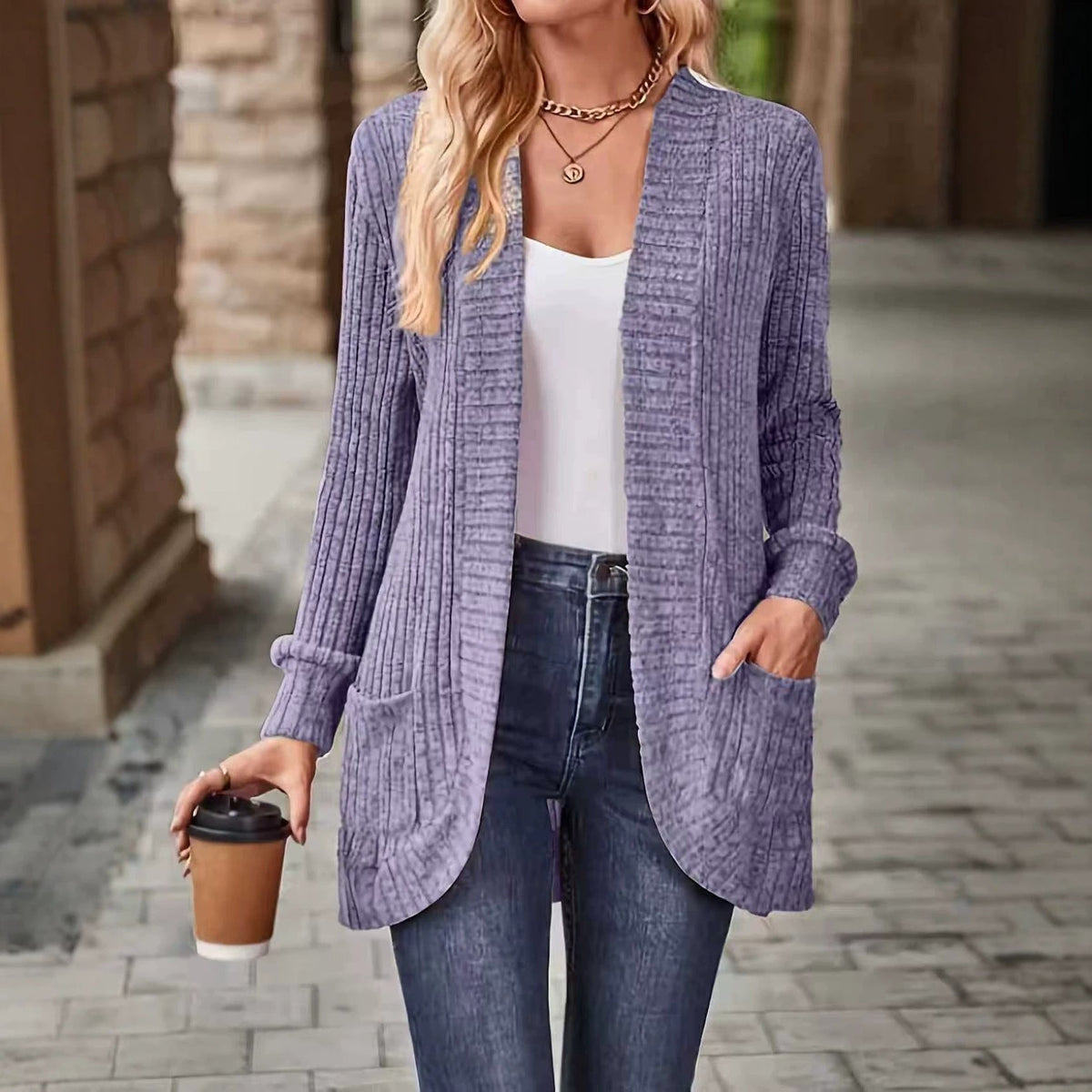 Manteau d’hiver mi-long décontracté pour femme avec poches – Veste d’extérieur automnale