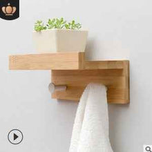 Étagère murale en bambou avec crochets – Étagère de rangement et de présentation flottante créative en forme de mot