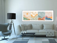 Toile murale Paysage 4 scènes - Art minimaliste abstrait - Grande décoration murale - Vernis RVB