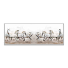 Tableau sur toile Animaux sauvages - Chevaux arabes Ciel blanc - Décoration murale