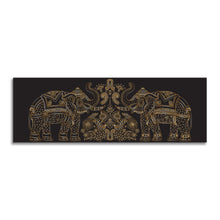 Éléphants trompe en l'air porte-bonheur - Toile faune - Vernis or