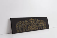 Éléphants trompe en l'air porte-bonheur - Toile faune - Vernis or