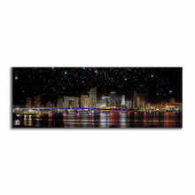 Miami la nuit - Skyline de la ville - Décoration murale sur toile - Vernis RGB