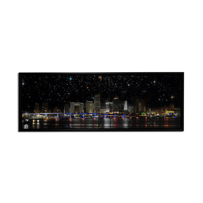 Miami la nuit - Skyline de la ville - Décoration murale sur toile - Vernis RGB
