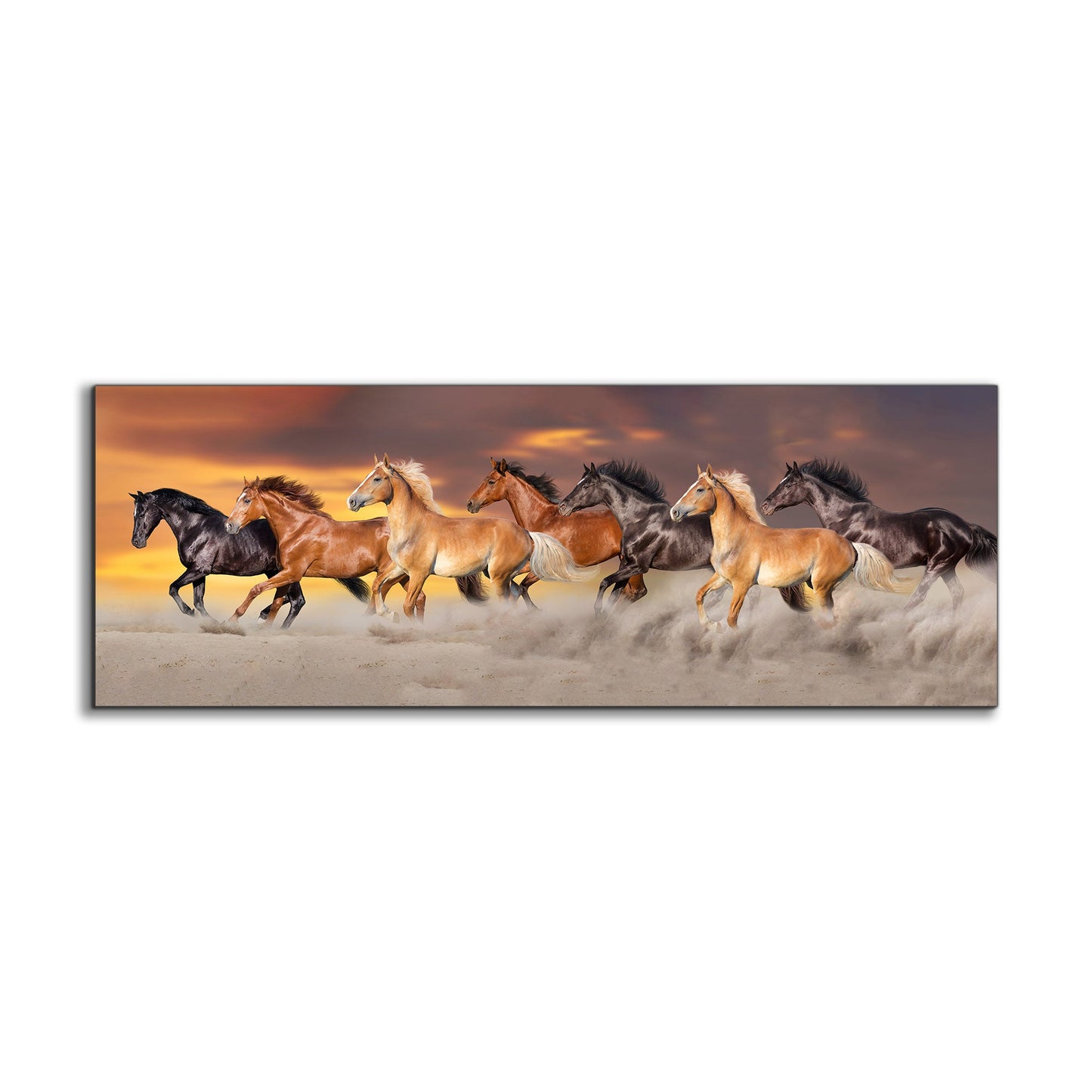 Art mural-Équipe de 7 chevaux-Art sur toile de la faune