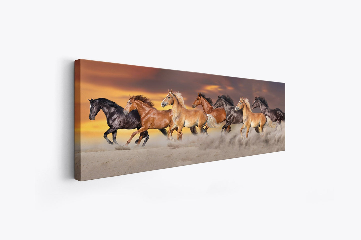 Art mural-Équipe de 7 chevaux-Art sur toile de la faune