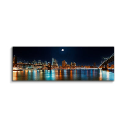 Grand Art Mural sur Toile - NYC Skyline avec la Lune - Impression sur Toile