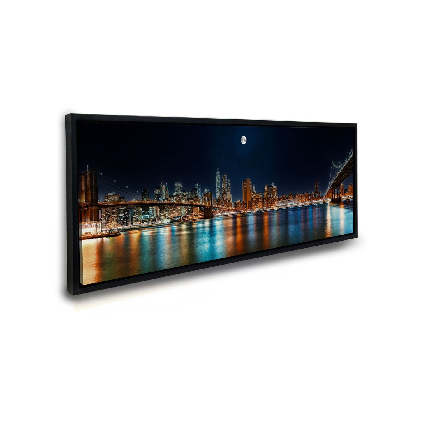 Grand Art Mural sur Toile - NYC Skyline avec la Lune - Impression sur Toile