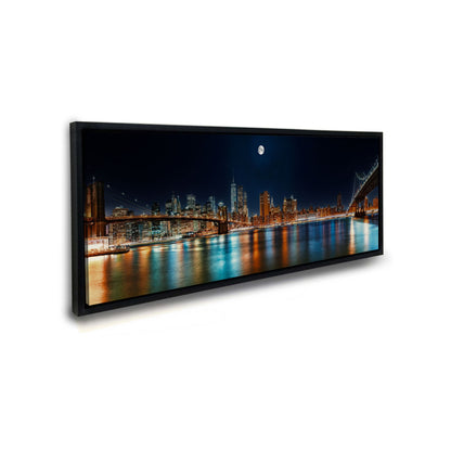 Grand Art Mural sur Toile - NYC Skyline avec la Lune - Impression sur Toile