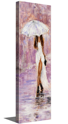 Tableau mural sur toile - Femme au parapluie en rose