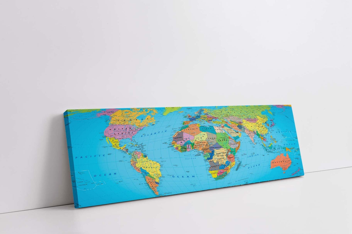 Décoration murale - Carte du monde sur toile 183 x 61 cm