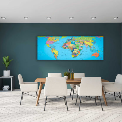 Décoration murale - Carte du monde sur toile 183 x 61 cm