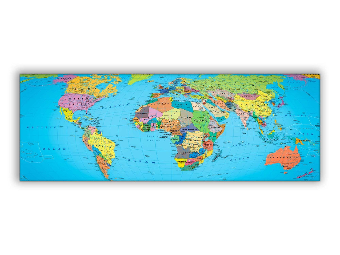 Décoration murale - Carte du monde sur toile 183 x 61 cm