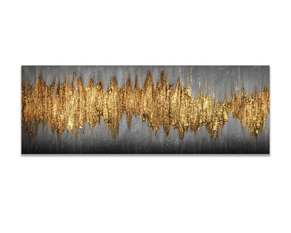 Grande œuvre d'art abstraite dorée - Art mural sur toile - Beaux-arts