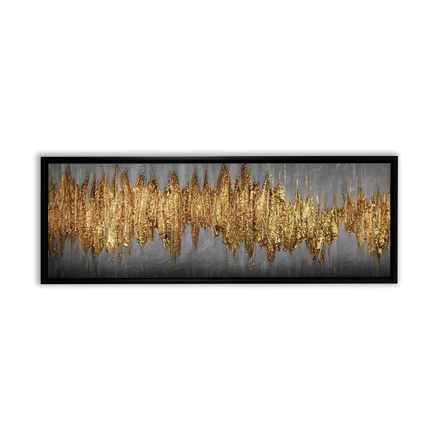 Grande œuvre d'art abstraite dorée - Art mural sur toile - Beaux-arts