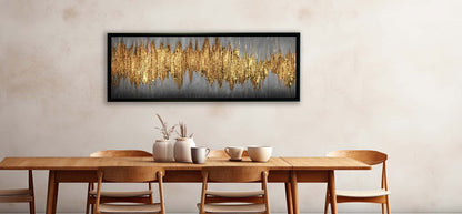 Grande œuvre d'art abstraite dorée - Art mural sur toile - Beaux-arts