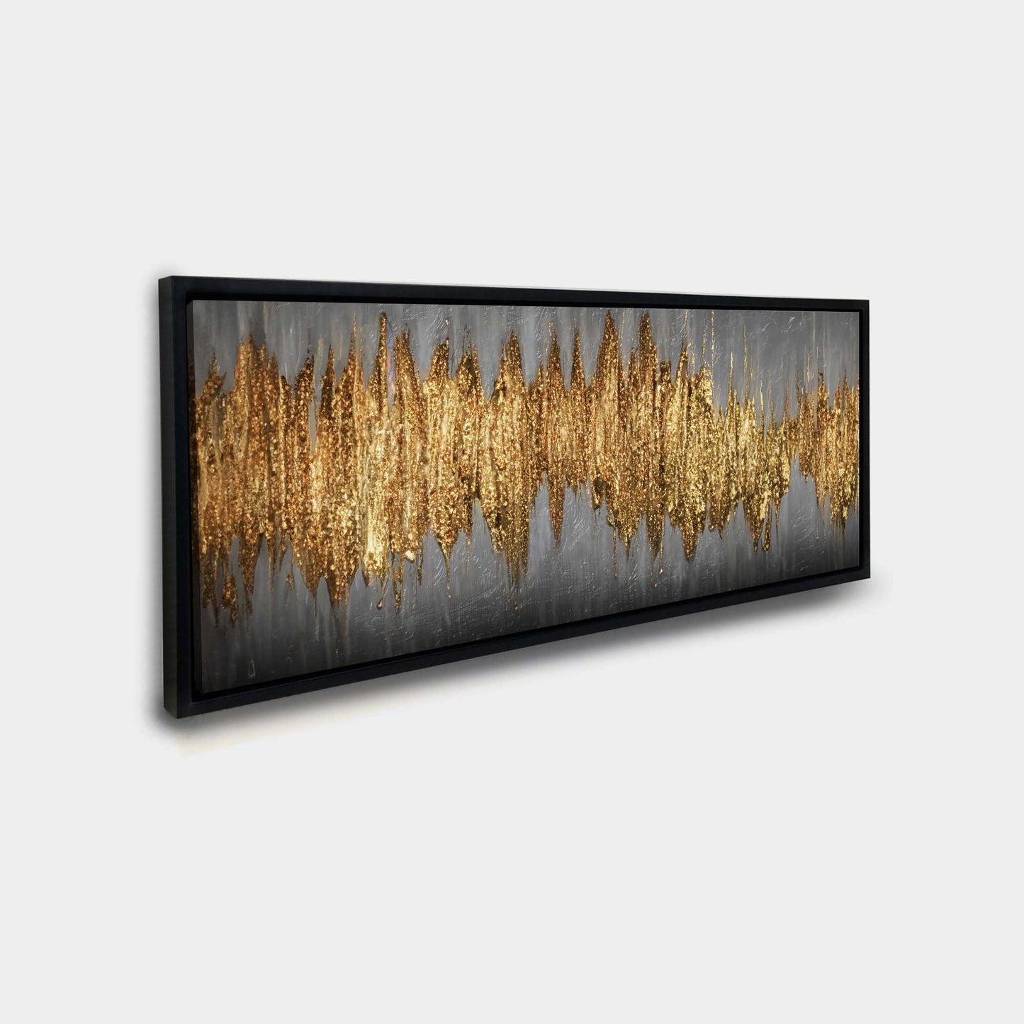 Grande œuvre d'art abstraite dorée - Art mural sur toile - Beaux-arts
