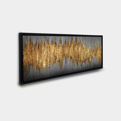 Grande œuvre d'art abstraite dorée - Art mural sur toile - Beaux-arts
