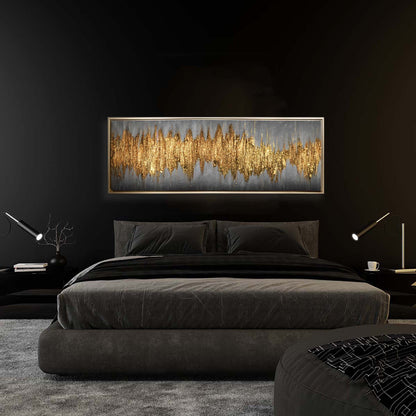 Grande œuvre d'art abstraite dorée - Art mural sur toile - Beaux-arts