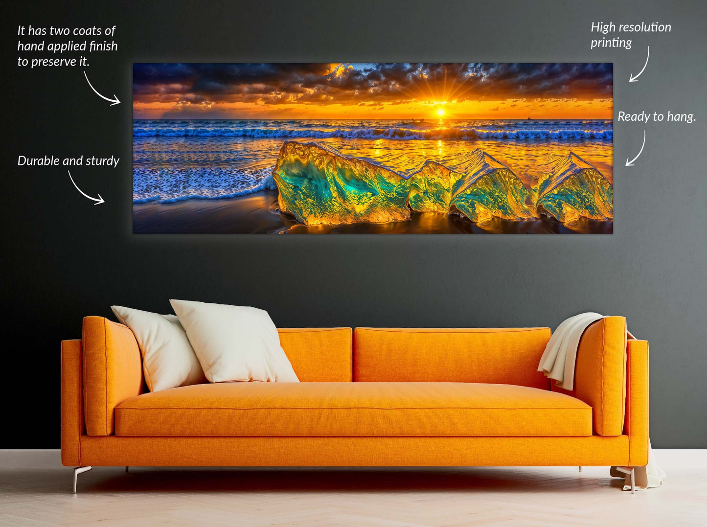 Tableau sur toile HDR Rochers de plage - Paysage urbain
