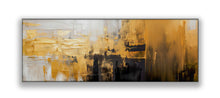 Art mural abstrait or et blanc 72" x 24"
