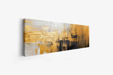 Art mural abstrait or et blanc 72" x 24"