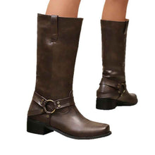 Bottes mi-mollet à bout carré pour femme – Bottes élégantes en jean et daim pour l'automne et l'hiver