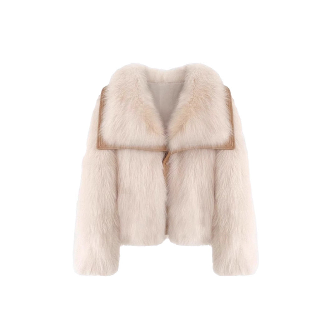 Manteau en fausse fourrure de renard style jeunesse pour femme – Veste d'hiver chaude et douce en peluche