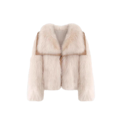 Manteau en fausse fourrure de renard style jeunesse pour femme – Veste d'hiver chaude et douce en peluche