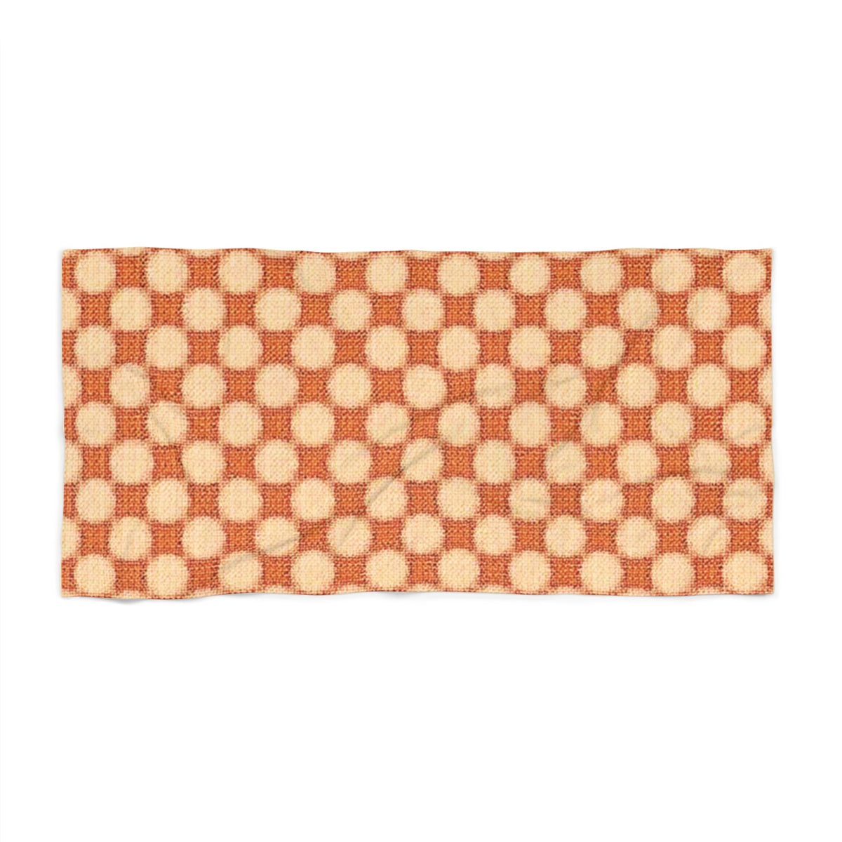 Serviette de plage rétro à motif damier – Motif géométrique vintage orange