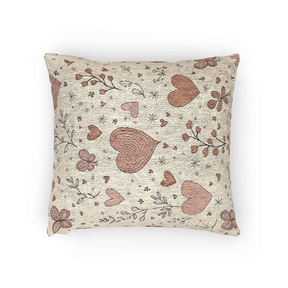 Coussin Tissé Cœurs Dispersés | Coussin Cœur Vintage Bohème