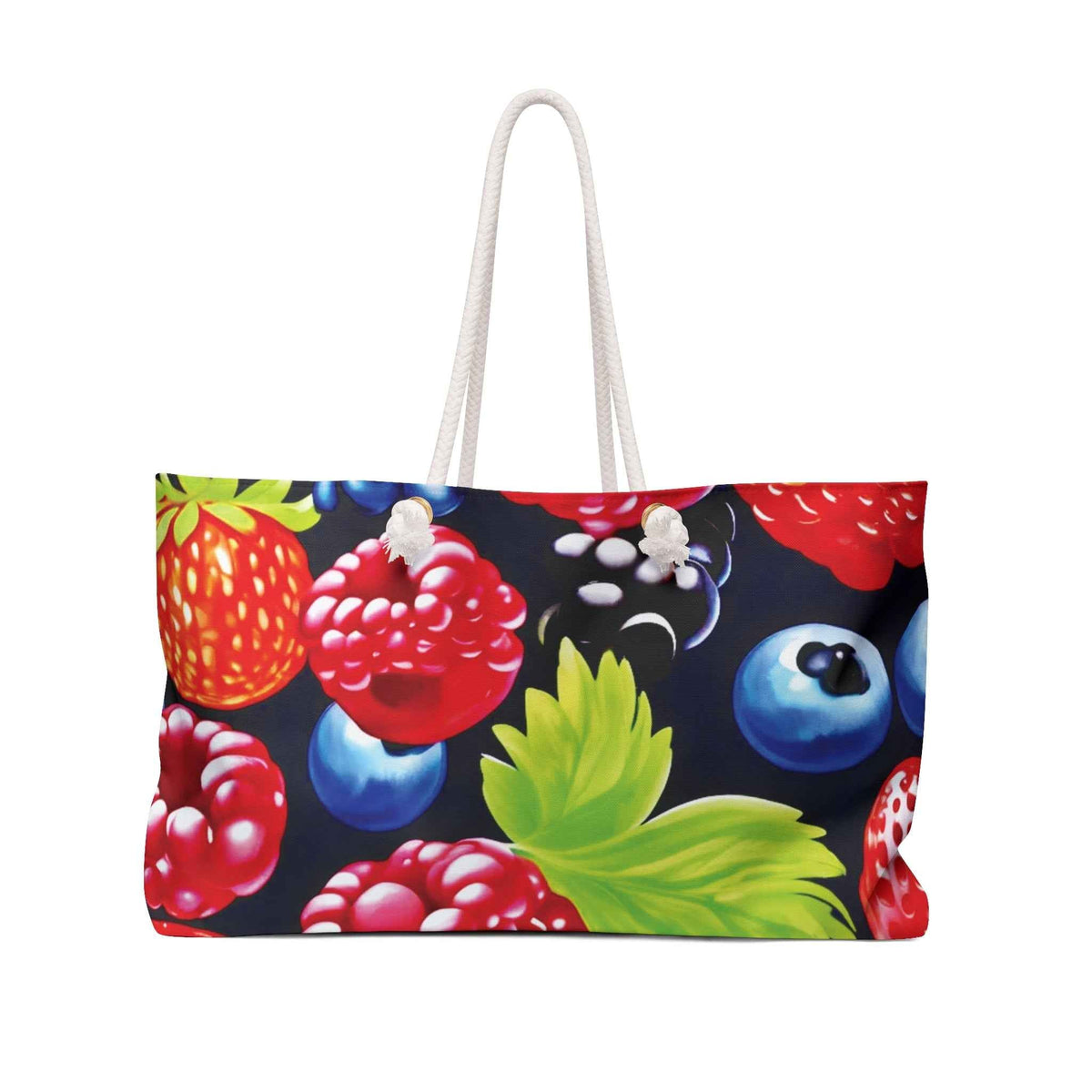 Sac de week-end fruits des bois mélangés | Fraise Framboise Myrtille Mûre, Grand cabas