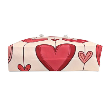Sac de voyage Cœurs rouges dessinés à la main | Sac fourre-tout à motif Cœur Saint-Valentin | Grand sac fourre-tout | Sac de maman de tous les jours | Cadeau pour maman | Sac de plage