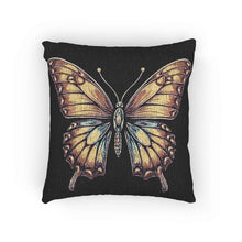 Golden Butterfly Woven Pillow | Tapestry Style Accent Cushion