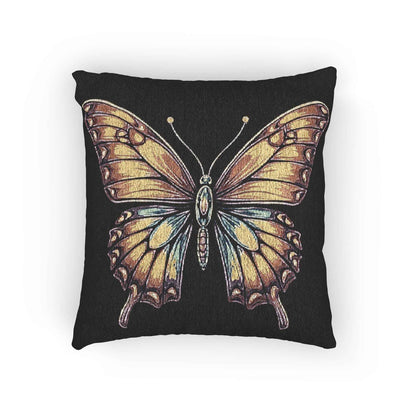 Coussin tissé Papillon doré | Coussin décoratif style tapisserie
