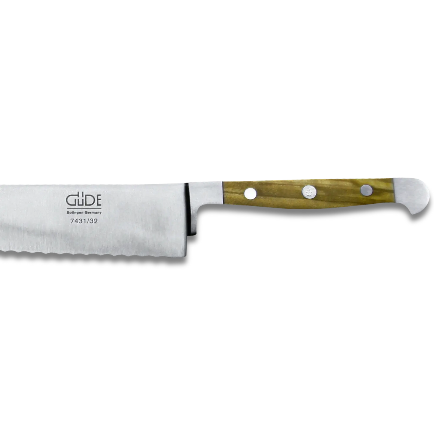 ALPHA OLIVE | Couteau à pain Franz Dude 12,5" version gaucher | Acier forgé / Manche en bois d'olivier