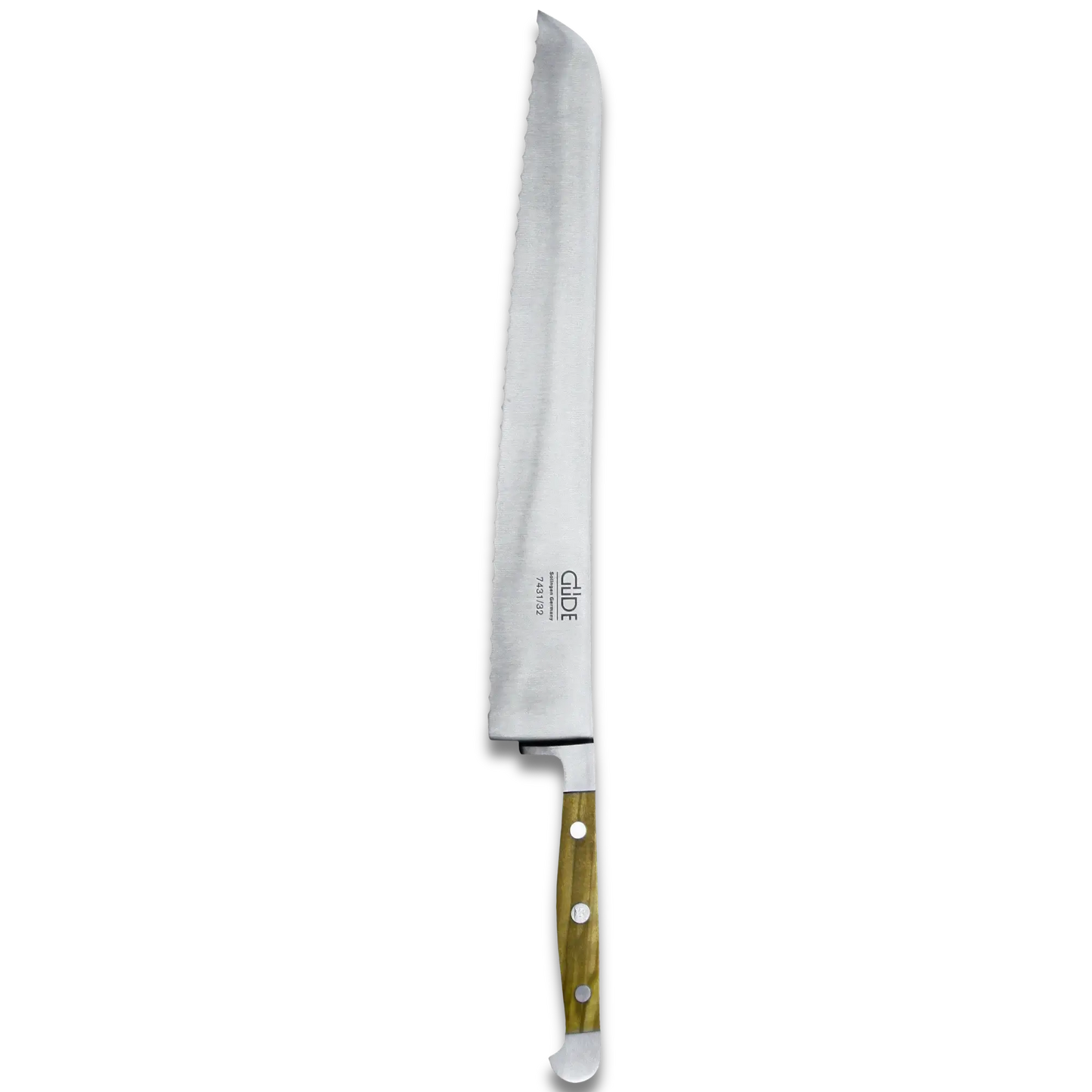 ALPHA OLIVE | Couteau à pain Franz Dude 12,5" version gaucher | Acier forgé / Manche en bois d'olivier