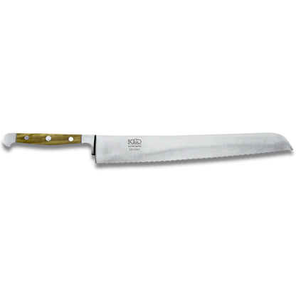 ALPHA OLIVE | Couteau à pain Franz Dude 12,5" version gaucher | Acier forgé / Manche en bois d'olivier
