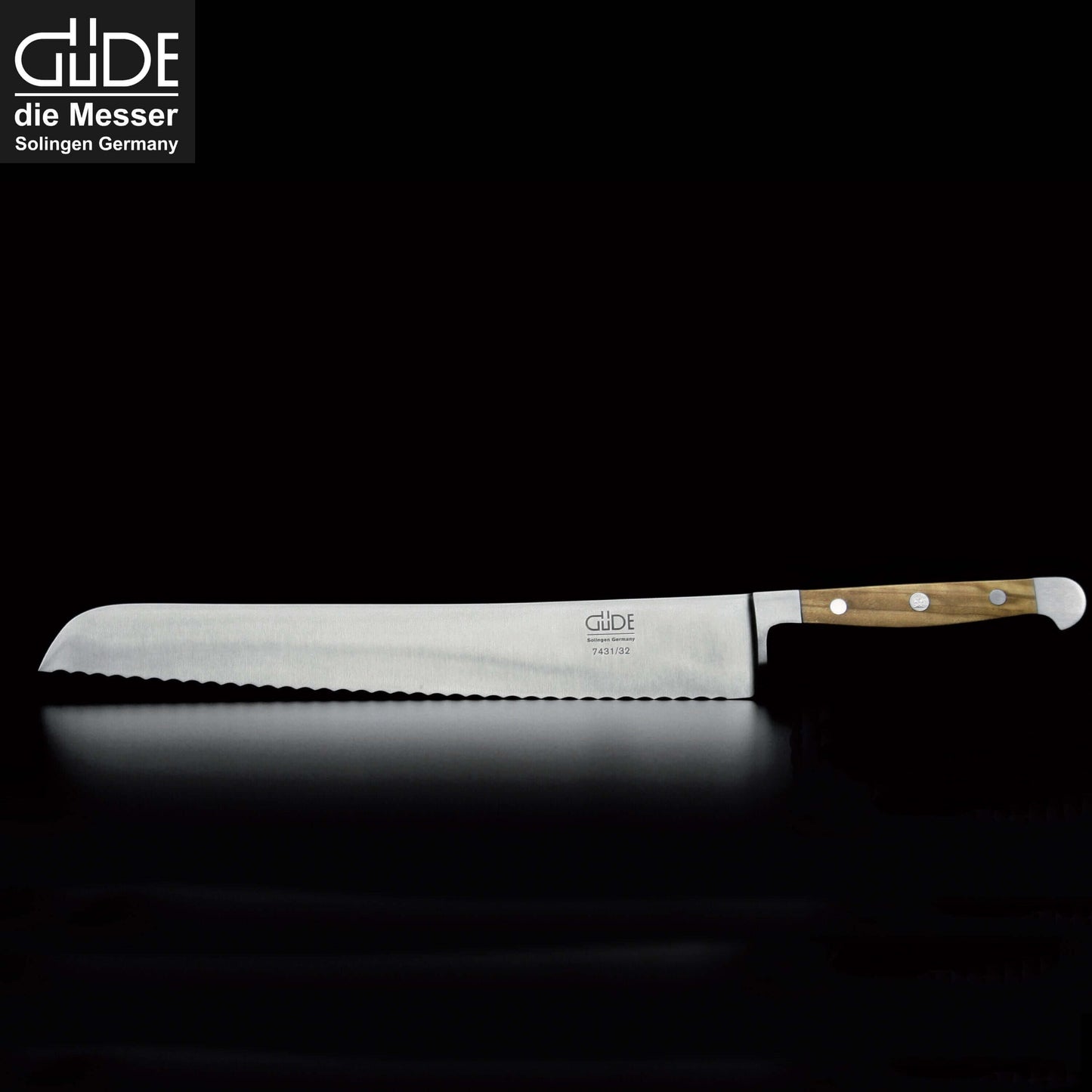 ALPHA OLIVE | Couteau à pain Franz Dude 12,5" version gaucher | Acier forgé / Manche en bois d'olivier