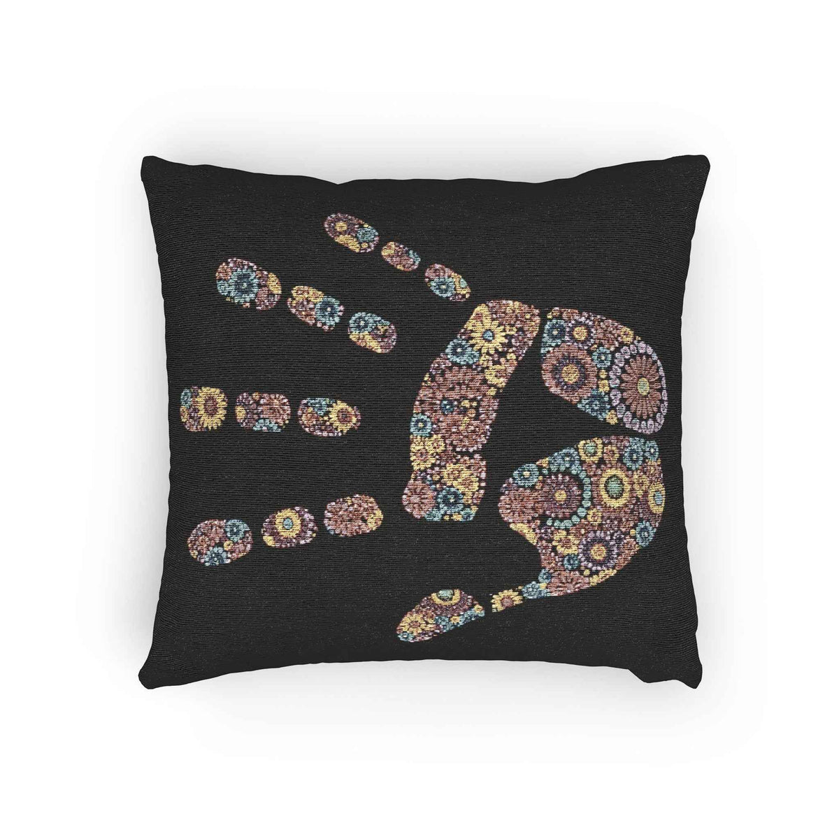 Oreiller tissé empreinte de main mosaïque | Coussin décoratif géométrique coloré