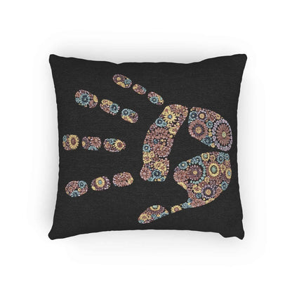 Oreiller tissé empreinte de main mosaïque | Coussin décoratif géométrique coloré