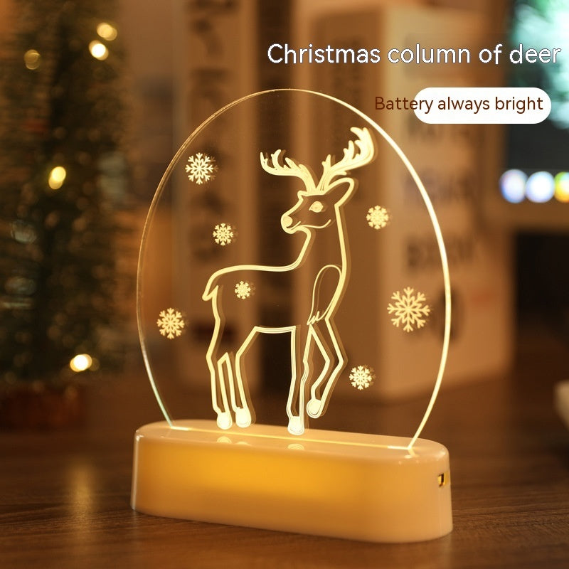 LED Christmas Night Light – Reindeer Ambience Lamp, Warm White, USB/Battery
