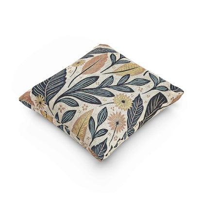 Oreiller à motif de feuilles botaniques | Coussin décoratif à feuillage floral tissé
