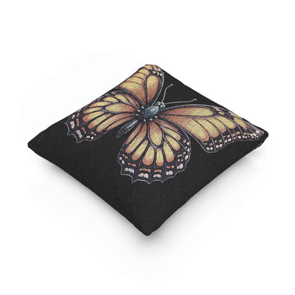 Coussin tissé Papillon Monarque | Coussin décoratif Papillon Pixel Art